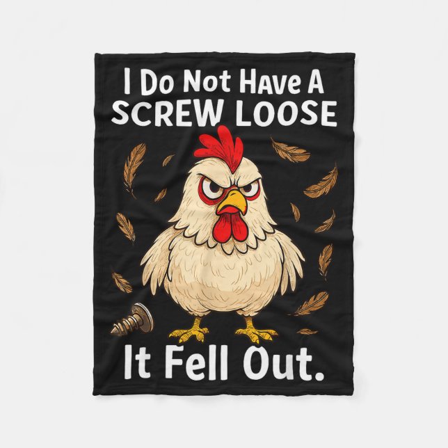 Cobertor De Velo Chicken I Don't Have A Screw Loose, Funny, Jokes,  (Frente)