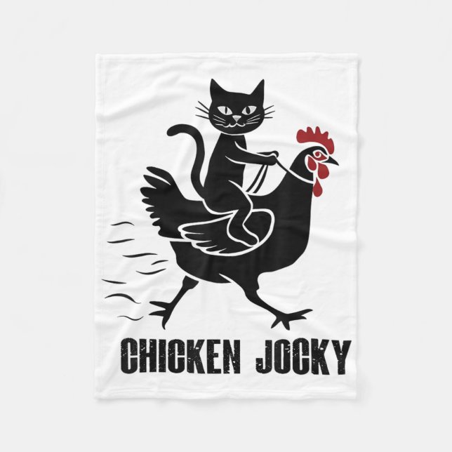 Cobertor De Velo Chicken Jockey Funny Black Cat (Frente)