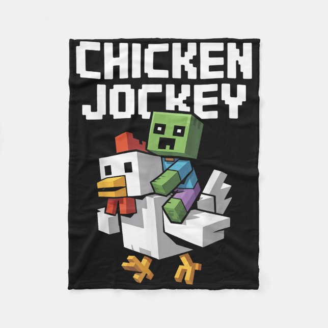 Cobertor De Velo Chicken Jockey Pixel Funny (Frente)