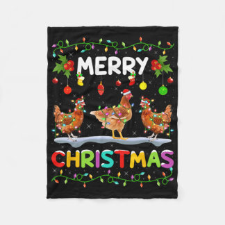 Cobertor De Velo Chicken Merry Christmas Lights Santa Hat Funny Chi