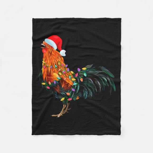 Cobertor De Velo Chicken Santa Christmas Tree Funny Chicken Lover C (Frente)