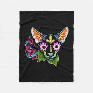 Cobertor De Velo Chihuahua A Preto - Dia Do Crânio Do Açúcar Morto