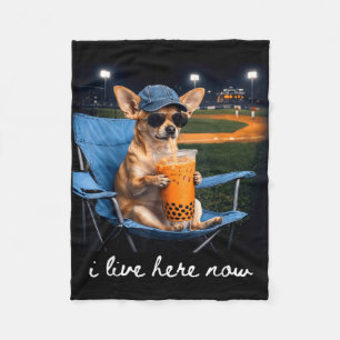 Cobertor De Velo Chihuahua bebe café gelado campo de beisebol ao vi