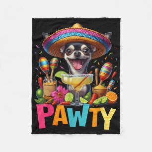 Cobertor De Velo Chihuahua com uma Margarita Sombrero Cinco Pawty D