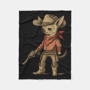 Cobertor De Velo Chihuahua Cowboy Ocidental Divertido Amante de Cac