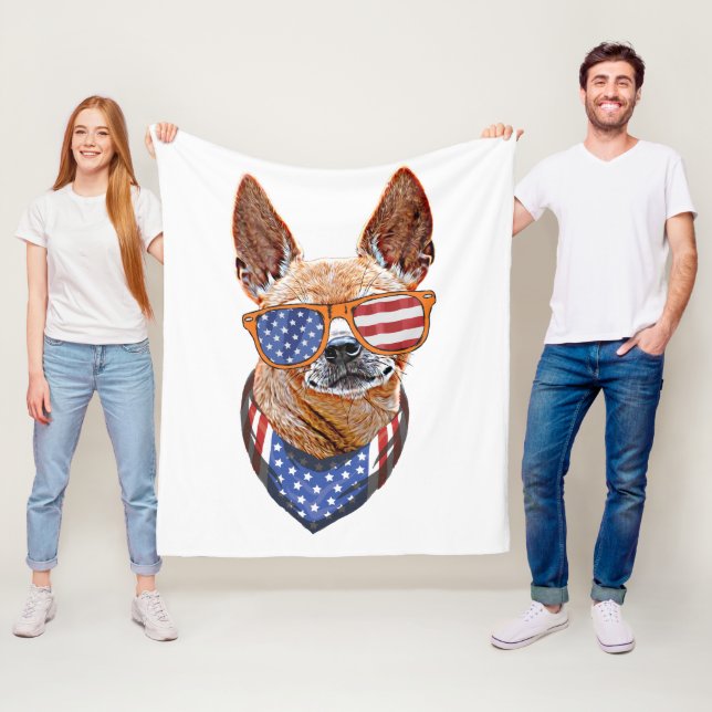 Cobertor De Velo Chihuahua Dog EUA Independência Americana 4 de jul (In Situ)