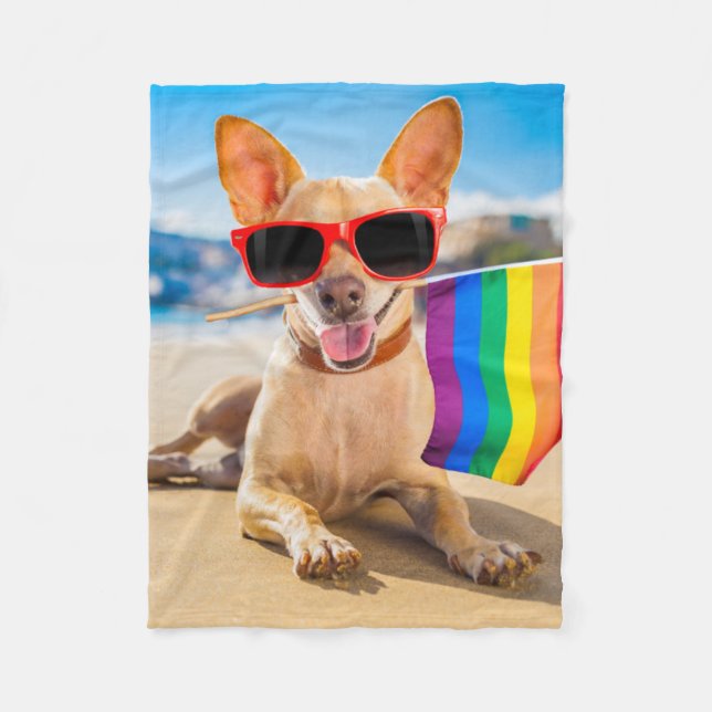 Cobertor De Velo Chihuahua Dog na praia (Frente)