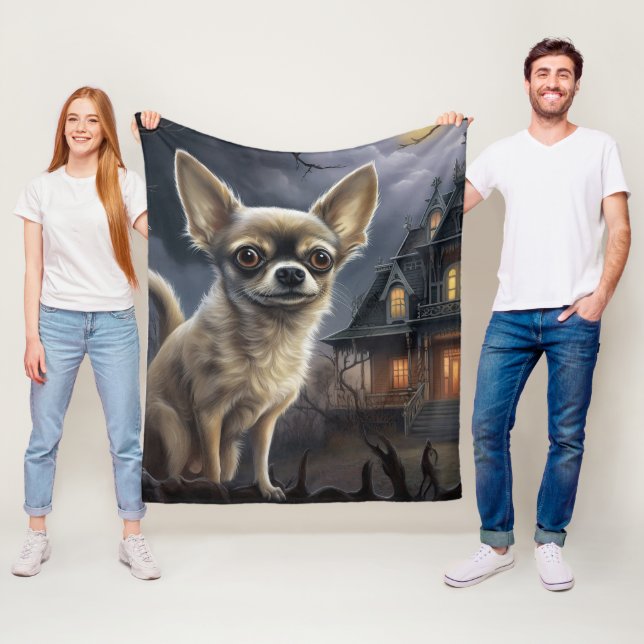 Cobertor De Velo chihuahua Halloween Scary (In Situ)