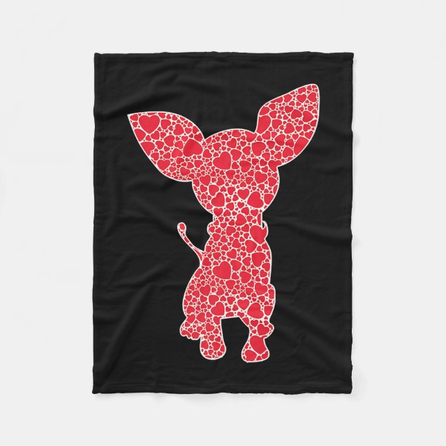 Cobertor De Velo Chihuahua Hearts Dog Puppy Lover (Frente)