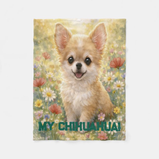 Cobertor De Velo Chihuahua Puppy Customizable Blanket (Frente)