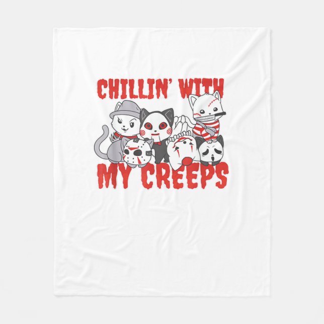 Cobertor De Velo Chillin Com Meu Creeps Cat Horror Assassino Hallow (Frente)