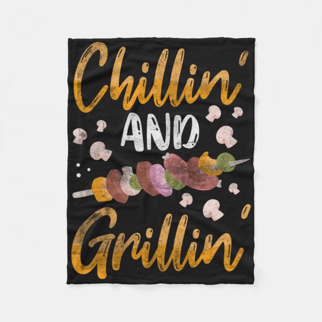 Cobertor De Velo Chillin E Grillin Presentes De Churrasco Bbq Smoke (Frente)