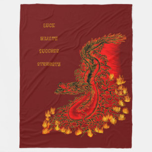 Cobertor De Velo China Dragon vermelho e design de ouro