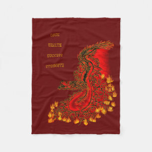 Cobertor De Velo China Dragon vermelho e design de ouro