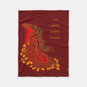Cobertor De Velo China Dragon vermelho e design de ouro