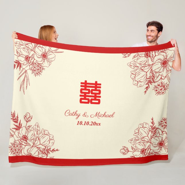 Cobertor De Velo Chinês, vermelho-cervo-verde-floral (In Situ)