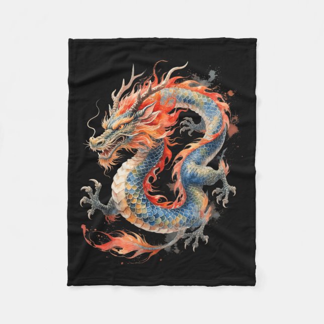 Cobertor De Velo Chinese Dragon Asian Mythology Zodiac  (Frente)