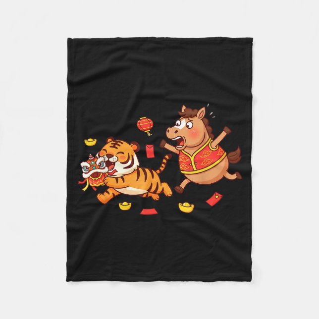 Cobertor De Velo Chinese Horse Funny Tiger Kids Mens Womens Happy N (Frente)
