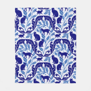 Cobertor De Velo Chinoiserie azul escura preto-cego
