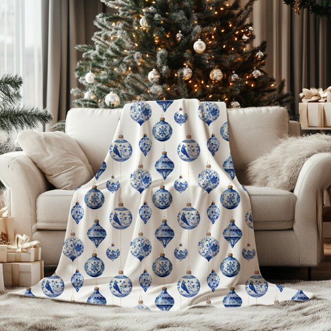 Cobertor De Velo Chinoiserie Blue Ornament Natal (Chinoiserie Ornaments Christmas Blanket)
