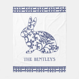 Cobertor De Velo Chinoiserie Bunny Rabbit Fleece Blanket