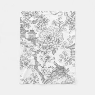 Cobertor De Velo Chinoiserie Toile Dragão Flor de Cerejeira Ornamen