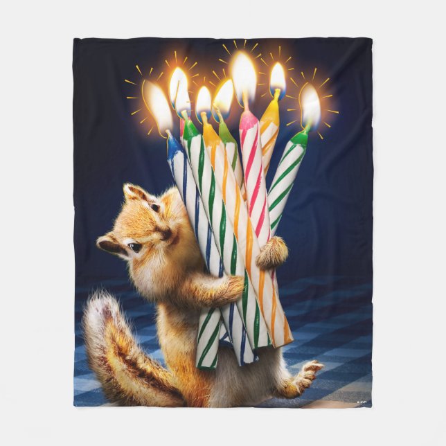 Cobertor De Velo Chipmunk Birthday Candles (Frente)