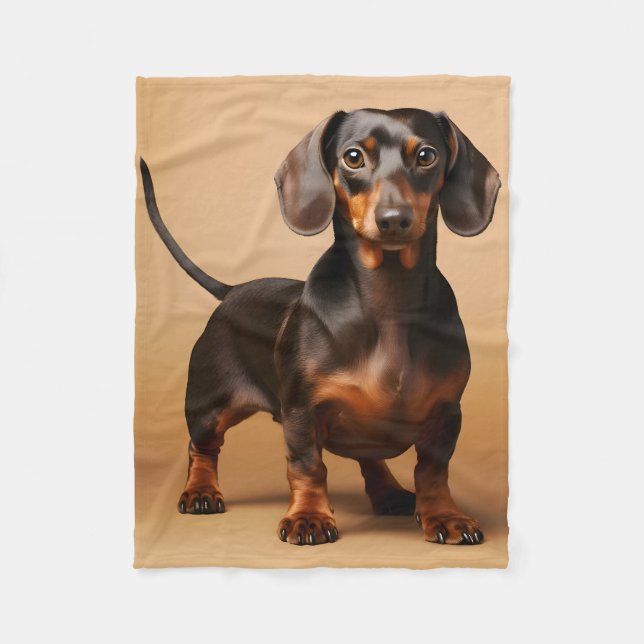 Cobertor De Velo Chocolate e Tan Dachshund Dog (Frente)