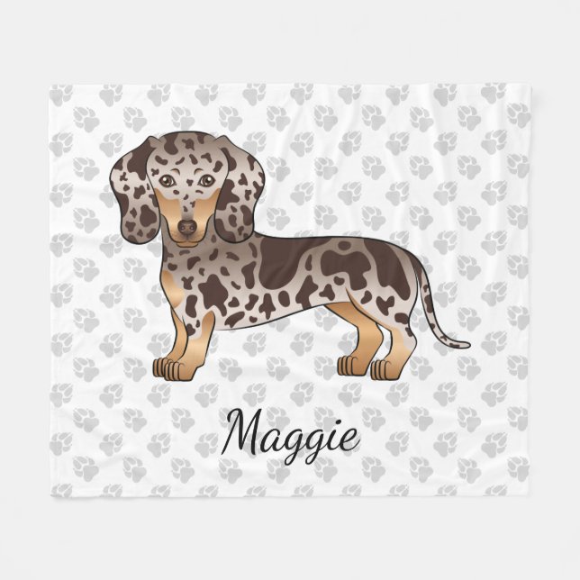 Cobertor De Velo Chocolate e Tan Dapple Dachshund de Pelo Curto & N (Frente (Horizontal))