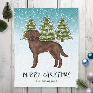 Cobertor De Velo Chocolate Labrador Retriever Azul Neve Natal