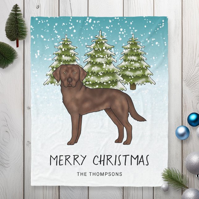 Cobertor De Velo Chocolate Labrador Retriever Azul Neve Natal (Criador carregado)