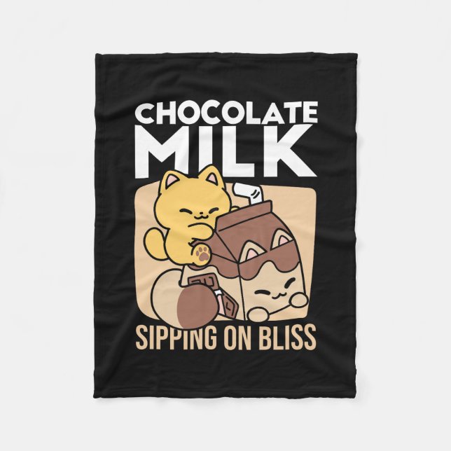 Cobertor De Velo Chocolate Milk Sipping on Bliss – Kawaii Cat Food  (Frente)