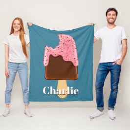 Cobertor De Velo Chocolate Nome personalizado do picolé e folhas co