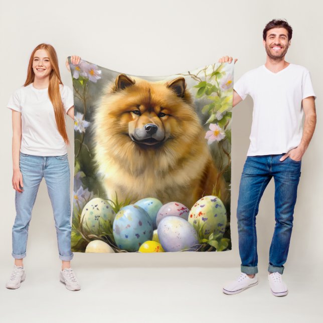 Cobertor De Velo Chow Chow com Ovos de Páscoa Feriado  (In Situ)
