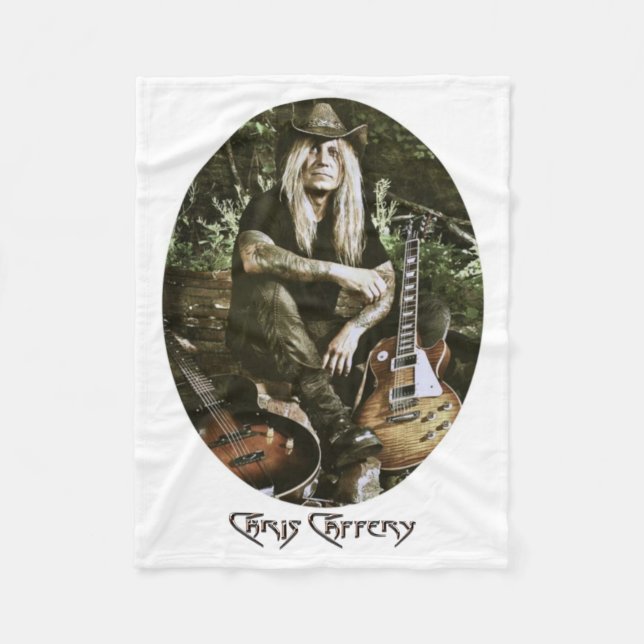 Cobertor De Velo Chris Caffery Sentado com Guitars (oval) (Frente)