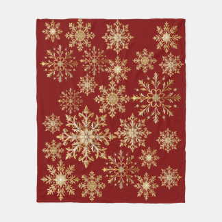 Cobertor De Velo Christams Gold and Red Snowflake