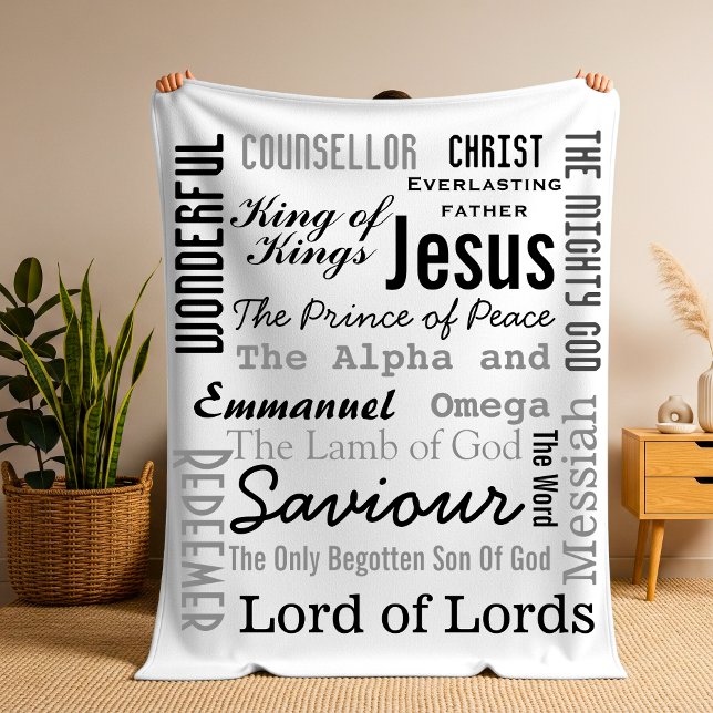 Cobertor De Velo Christian Dezessete Nomes de Jesus (Christian Seventeen Names of Jesus Fleece Blanket)