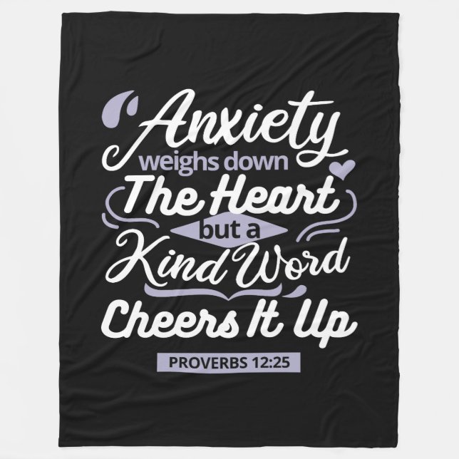 Cobertor De Velo Christian Encouragement Quote – Anxiety & Kindness (Frente)