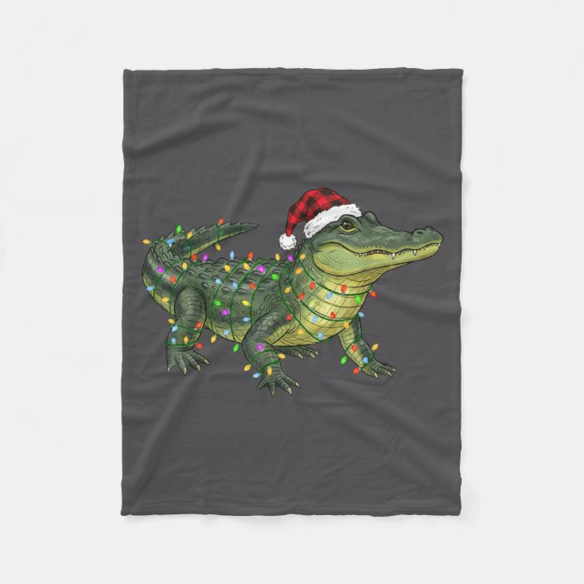 Cobertor De Velo Christmas Alligator Holiday Reptile Funny Festive  (Frente)