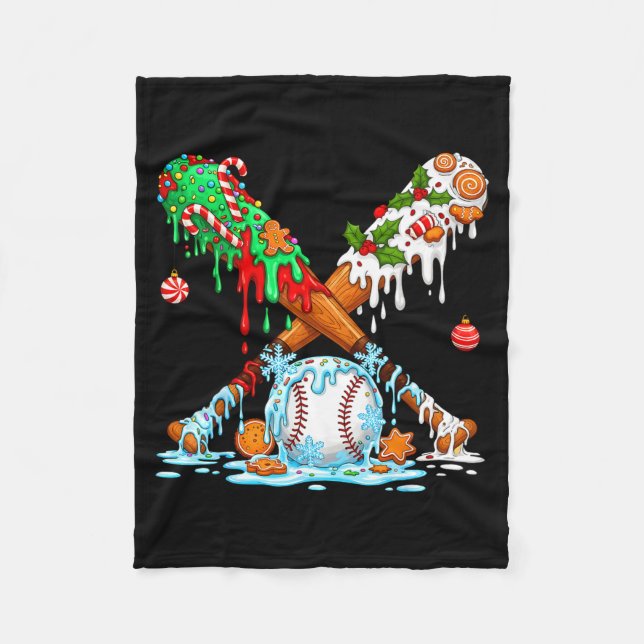 Cobertor De Velo Christmas Baseball Ice Cream Drip Candy Game Day B (Frente)