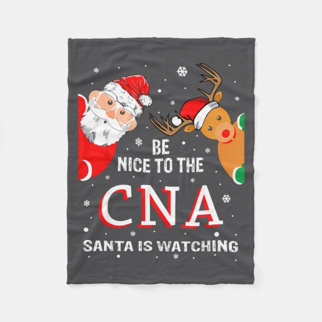 Cobertor De Velo Christmas Be Nice To The Cna Santa Is Watching  (Frente)