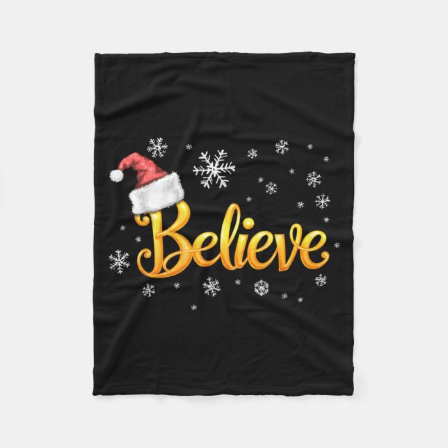 Cobertor De Velo Christmas Believe Santa Claus Believe Christmas  (Frente)