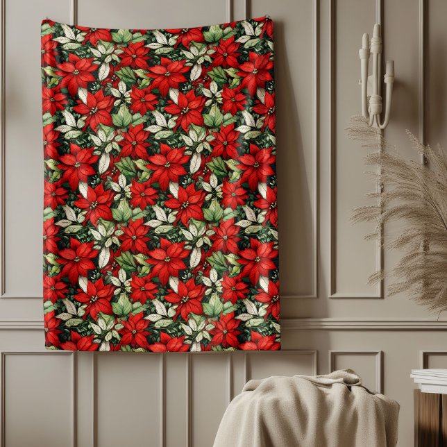 Cobertor De Velo Christmas Blanket Red Poinsettia Festive Accent (Christmas Blanket Red Poinsettia Festive Accent)