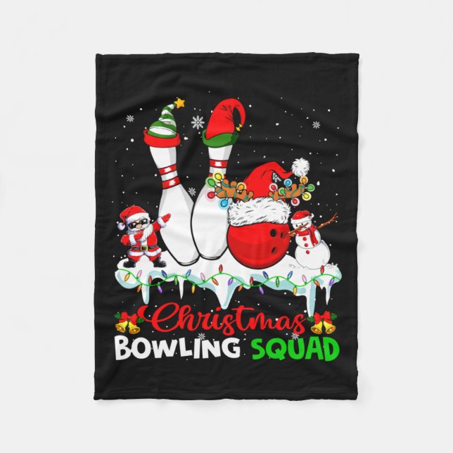 Cobertor De Velo Christmas Bowling Squad Dabbing Santa Elf Bowling  (Frente)