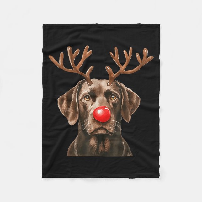 Cobertor De Velo Christmas Brown Labrador Retriever Reindeer Dog Lo (Frente)