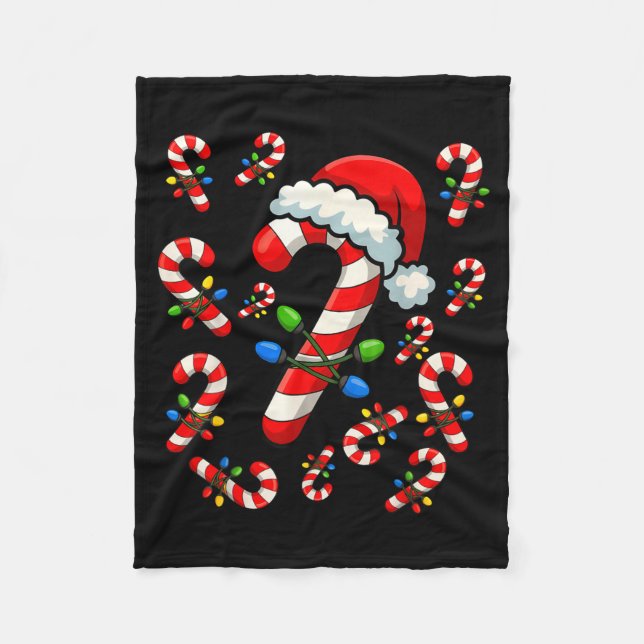 Cobertor De Velo Christmas Candy Cane Crew Xmas Holiday Family Matc (Frente)