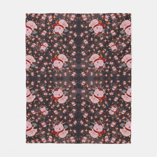 Cobertor De Velo Christmas Cat With Santa Hat (Frente)