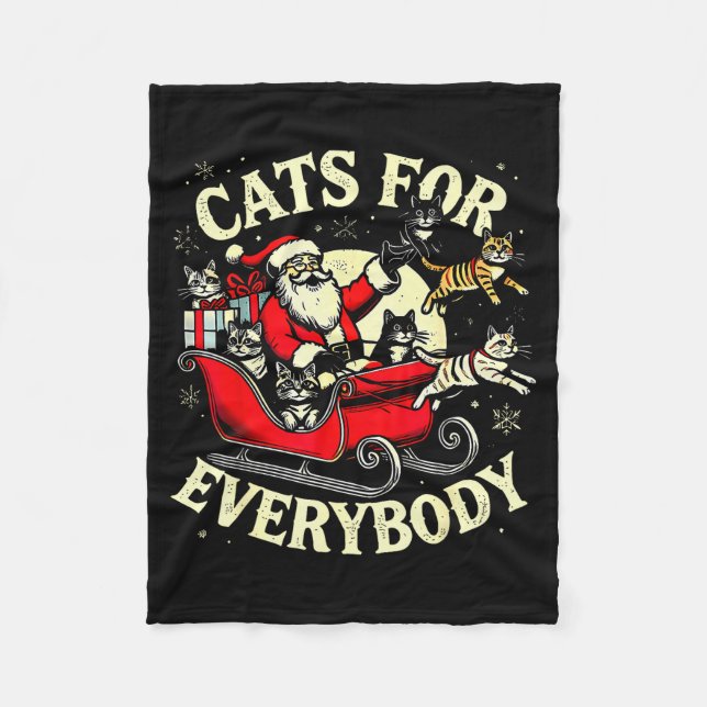 Cobertor De Velo Christmas Cats For Everybody Santa Lover Holiday  (Frente)