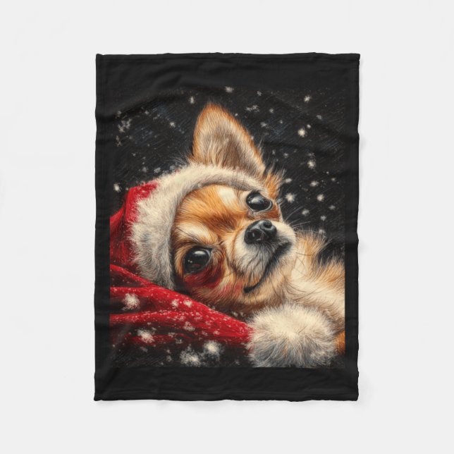 Cobertor De Velo Christmas Chihuahua On A Long Sleeve  (Frente)