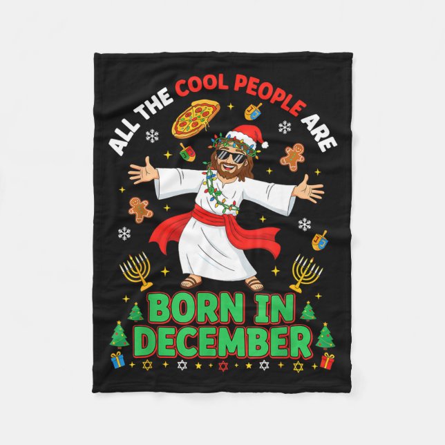 Cobertor De Velo Christmas Cool People Are Born In December Jesus B (Frente)